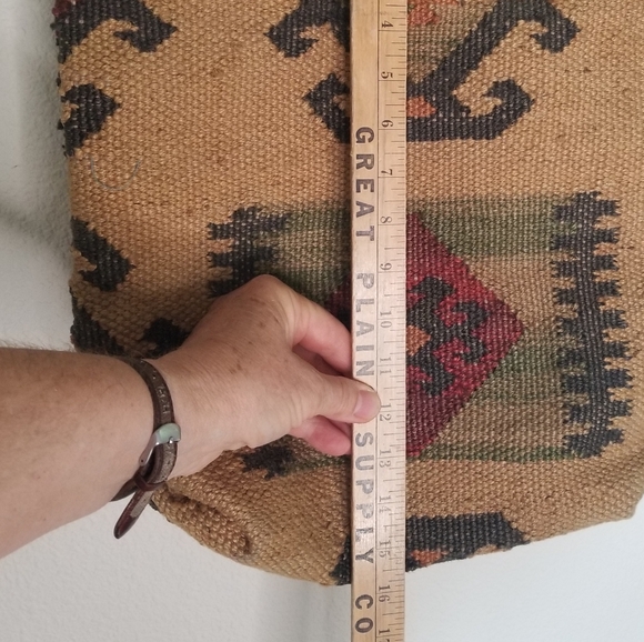 Kilim style jute bag with leather handles no brand - Picture 8 of 11